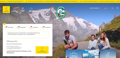 Vorschau Bild von Startseite der neuen Website Großglockner
Hochalpenstraße mit den Detailinfos zur Befahrbarkeit