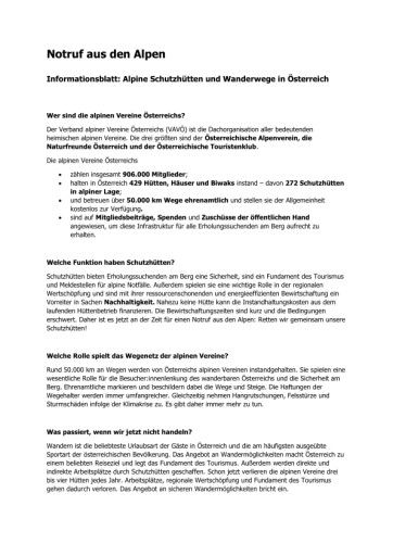 Vorschau Bild von Infosheet, Notruf aus den Alpen