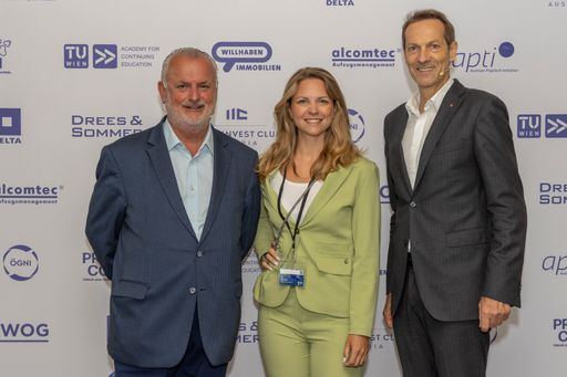 Vlnr. Peter Engert (Geschäftsführer ÖGNI), Iris
Einwaller (Veranstalterin und Geschäftsführerin epmedia
Werbeagentur) und Wolfgang Kradischnig (Geschäftsführer DELTA
Holding)