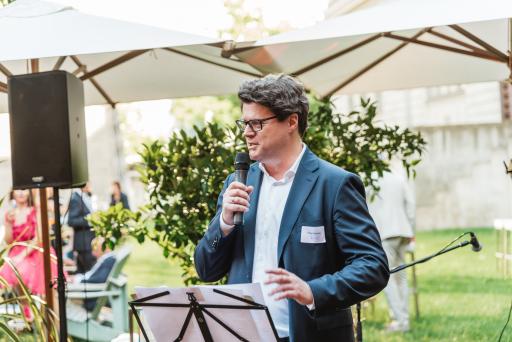 Vorschau Bild von 50 Jahre BLS Rechtsanwälte, Sommerfest zum
Kanzleijubiläum im MAK, Ansprache von Philipp Scheuba