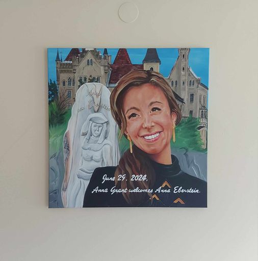 Bild wurde von Susanne Klammer gemalen, und ist ein
Gastgeschenk für Anna Grant - Susanne Klammer zählt zum Kreis von
Wolfgang Abfalter und somit zu den besten Porträtmalern Österreichs