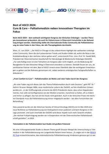Presseinfo Best of ASCO 2024 der OeGHO