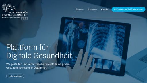 Die „Plattform für Digitale Gesundheit", ein
Netzwerkpartner des FEEI, präsentiert ihren neuen Webauftritt.
Highlights sind die eHealth-Roadmap sowie der
PDG-Wirtschaftlichkeitsrechner für Wahlärztinnen und -ärzte.