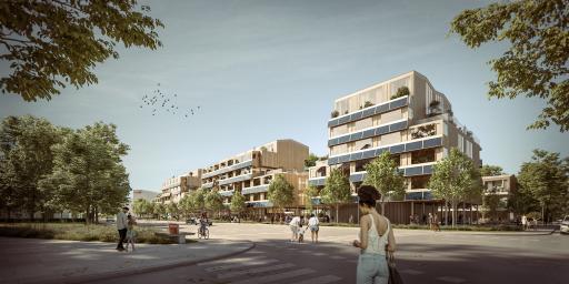  Visualisierung des neuen Wüstenrot Wohnquartiers in
der Salzburger Alpenstraße