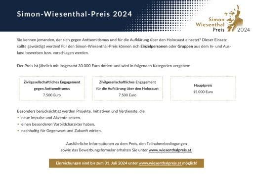 Infoblatt Simon-Wiesenthal-Preis 2024