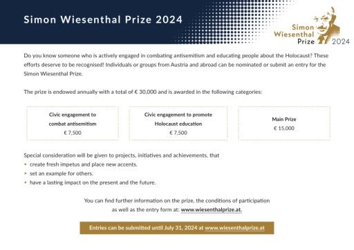 Vorschau Bild von Infosheet Simon-Wiesenthal-Prize 2024