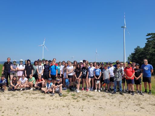 Schüler*innen im Windpark