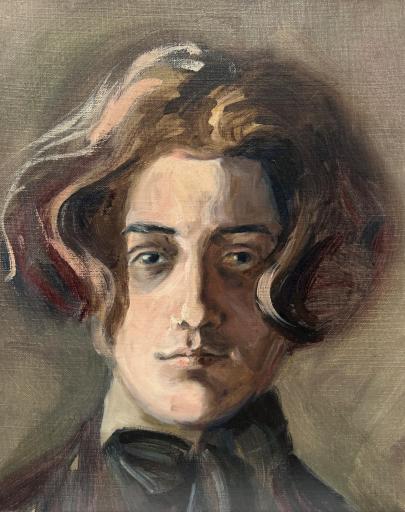 Egon Schiele (1890–1918), Selbstporträt mit langen
Haaren, 1907, Öl auf Leinwand, 35,2 x 28,3 cm, Leopold Museum, Wien
– Schenkung E. & H. H.