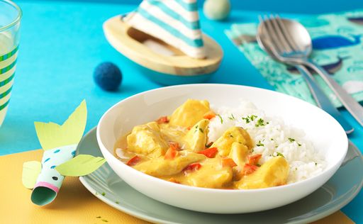 Das Hühnercurry schmeckt nicht nur gut, es enthält
auch wichtige Nährstoffe, die die Kinder für eine gesunde
Entwicklung brauchen.