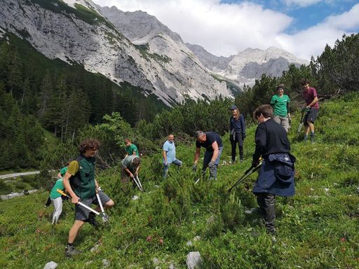 Vorschau Bild von Mit Mitteln aus dem lavera Waldprojekt waren vom 07. bis 13. Juli
2024 Teilnehmer:innen aus Österreich, Deutschland, Irland und
Spanien mit den Bäuer:innen bei strömenden Regen oder stechender
Sonne eine Woche lang auf der 1296m hoch gelegenen Mösalm im Einsatz
. Unter anderem wurden die Weideflächen entbuscht. / Weiterer Text
über ots und www.presseportal.de/nr/64783 / Die Verwendung dieses
Bildes für redaktionelle Zwecke ist unter Beachtung aller
mitgeteilten Nutzungsbedingungen zulässig und dann auch honorarfrei.
Veröffentlichung ausschließlich mit Bildrechte-Hinweis.