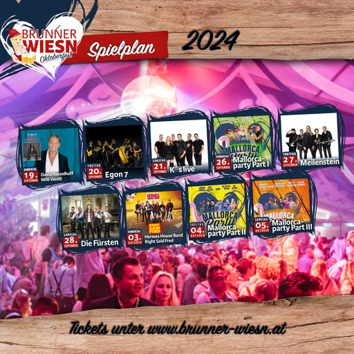Vorschau Bild von Das LineUp der Brunner Wiesn 2024