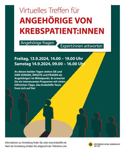 Sujet Krebshilfe-Online-Kongress für Angehörige von
Krebspatient:innen
