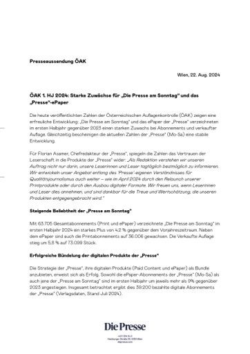 Vorschau Bild von Presseaussendung ÖAK