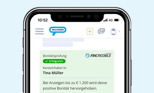 Immer mehr Immobiliensuchende auf willhaben nutzen den von
FINcredible durchgeführten Bonitätscheck