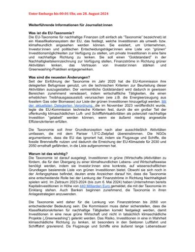 Vorschau Bild von Weiterführende Information zur Klimaklage von POW und CLAW Stand 27.08.24