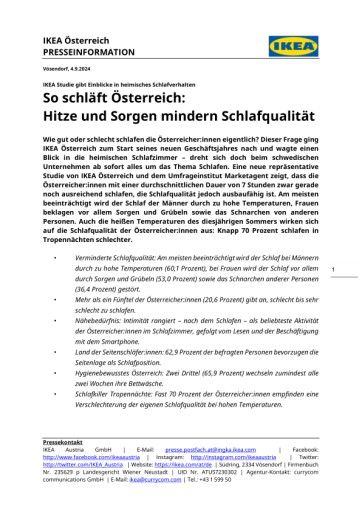 Vorschau Bild von IKEA_Österreich_Presseinformation_IKEA Studie_So schläft Österreich