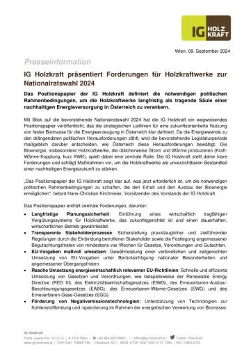  Positionspapier der IG Holzkraft
