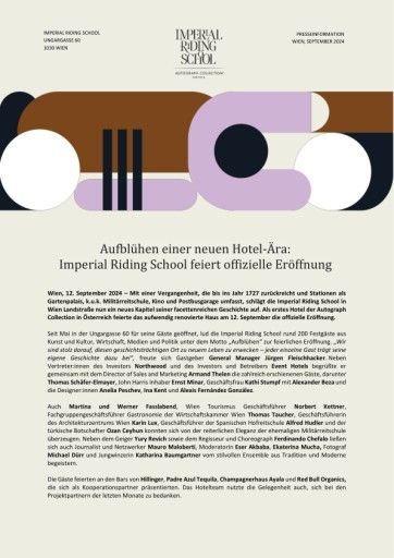 Presseinformation Imperial Riding School Eröffnung