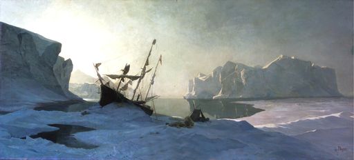 Kaiser Franz Josef Land, Der verlassene Tegethoff gemalt von
Julius von Payer (1841-1915)
