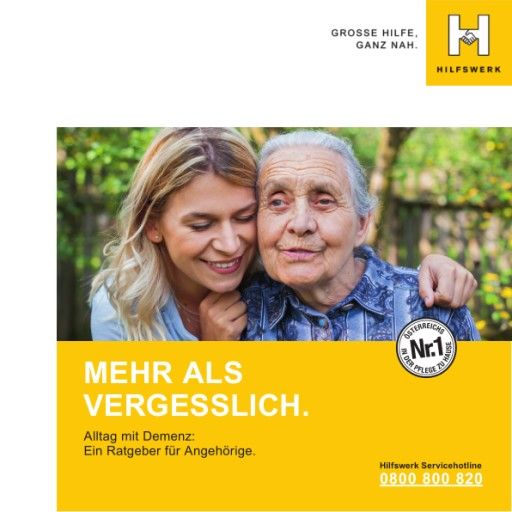 Vorschau Bild von Coverbild der Hilfswerk-Broschüre "Mehr als vergesslich | Alltag mit Demenz: Ein Ratgeber für Angehörige"
