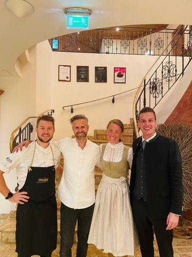 Maximilian Stock, Vitus Winkler, Gabriela & Klaus Dengg jun. beim
16. Genussschauspiel in Hintertux im Zillertal