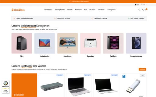 Vorschau Bild von Screenshot Webshop Onkel Klaus unter https://shop.onkelklaus.eu