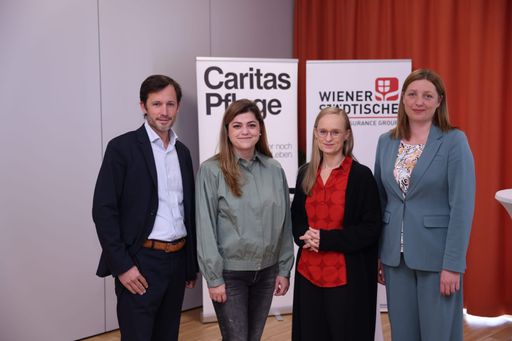 Klaus Schwertner (Direktor der Caritas der Erzdiözese Wien),
Irena Udric (Haus- und Pflegedienstleiterin Haus St. Magdalena,
Caritas Wien), Ulrike Famira-Mühlberger (WIFO) und Nora
Tödtling-Musenbichler (Präsidentin Caritas Österreich)