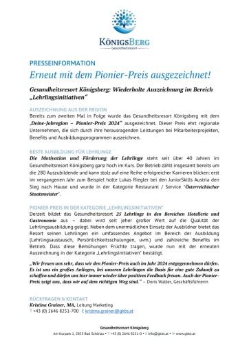 Vorschau Bild von Pressemitteilung Gesundheitsresort Königsberg