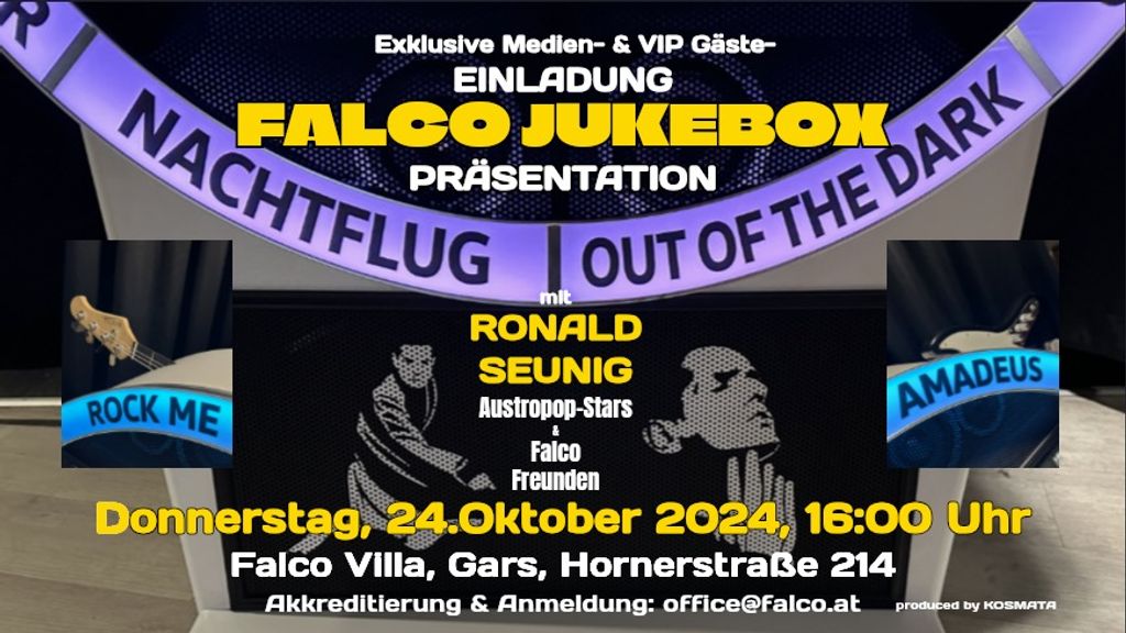 Invitation to the “FALCO JUKEBOX” press presentation