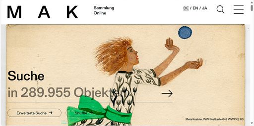 Screenshot der MAK Sammlung Online Mela Koehler, Postkarte der
Wiener Werkstätte Nr. 641 Kindermode − Mädchen mit Ball, 1912 © MAK