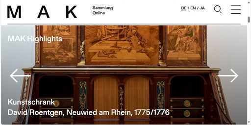 Vorschau Bild von Screenshot der MAK Sammlung Online David Roentgen, Kunstschrank,
1776 © MAK