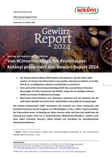 Vorschau Bild von Presseinformation zum Kotányi Gewürzreport 2024