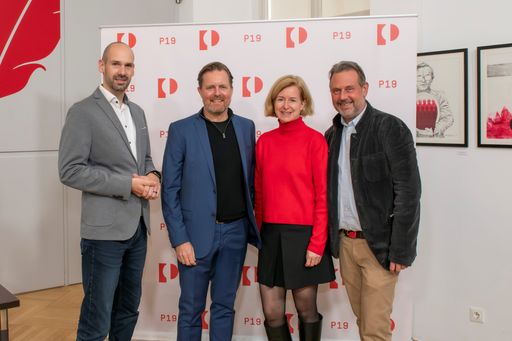  (v.l.n.r.): Martin Sprengseis (bluesource, P19), Fredrik Neumann
(Worldpay), Birgit Kraft-Kinz (KRAFTKINZ, P19) und Roland Toch (P19)
präsentierten die Studienergebnisse