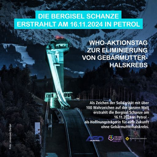  Beleuchtung der Bergisel Sprungschanze in "Petrol"