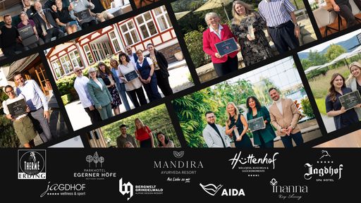 Ein Auszug glücklicher DACH Spa Award Gewinner 2024, von links
nach rechts: AVITA Therme & Resort, Ayurveda Resort Sonnhof,
Ayurveda Parkschlösschen, Pfalzblick Wald Spa Resort, Hotel Alpin
Spa Tuxerhof, Therme Erding, Parkhotel Egerner Höfe. Bei den Logos
sind vertreten: Therme Erding, Parkhotel Egerner Höfe, Mandira
Ayurveda Resort, Wellnesshotel Hüttenhof, Relais & Châteaux Spa
Hotel Jagdhof, 5* Wellness- & Sporthotel Jagdhof, Bergwelt
Grindelwald Alpine Design Resort, AIDA und Inanna. Die Verwendung
dieses Bildes für redaktionelle Zwecke ist unter Beachtung aller
mitgeteilten Nutzungsbedingungen zulässig und dann auch honorarfrei.
Veröffentlichung ausschließlich mit Bildrechte-Hinweis. / Weiterer
Text über ots und www.presseportal.de/nr/177398 / Die Verwendung
dieses Bildes für redaktionelle Zwecke ist unter Beachtung aller
mitgeteilten Nutzungsbedingungen zulässig und dann auch honorarfrei.
Veröffentlichung ausschließlich mit Bildrechte-Hinweis.