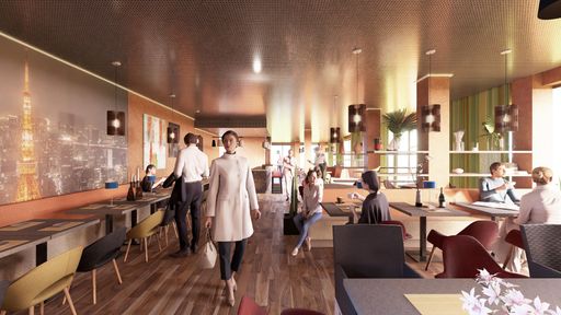 Vorschau Bild von Auf folgendem Bild sieht man die Top-Gastronomie im Erdgeschoss
in stilvollem Ambiente.