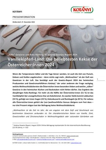 Vorschau Bild von Kotányi Presseinformation Weihnachtsgebäck 2024