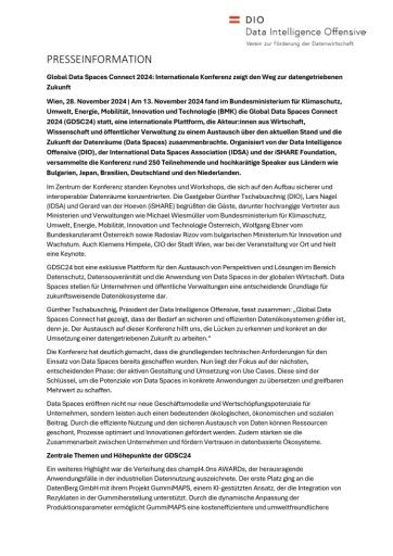 Vorschau Bild von Presseinformation zur GDSC24