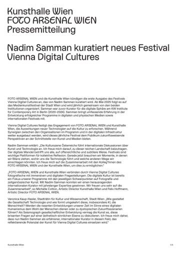 Vorschau Bild von Pressetext: Nadim Samman kuratiert neues Festival Vienna Digital Cultures