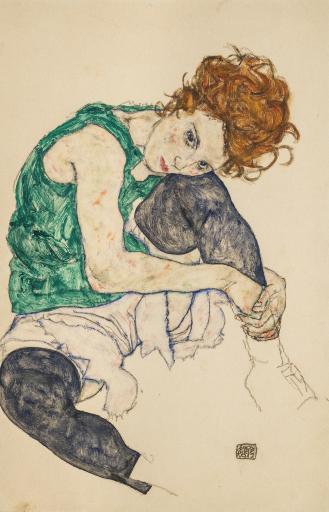 Egon Schiele (1890-1918), Sitzende Frau mit hochgezogenem Knie,
1917, Národní Galerie, Prag