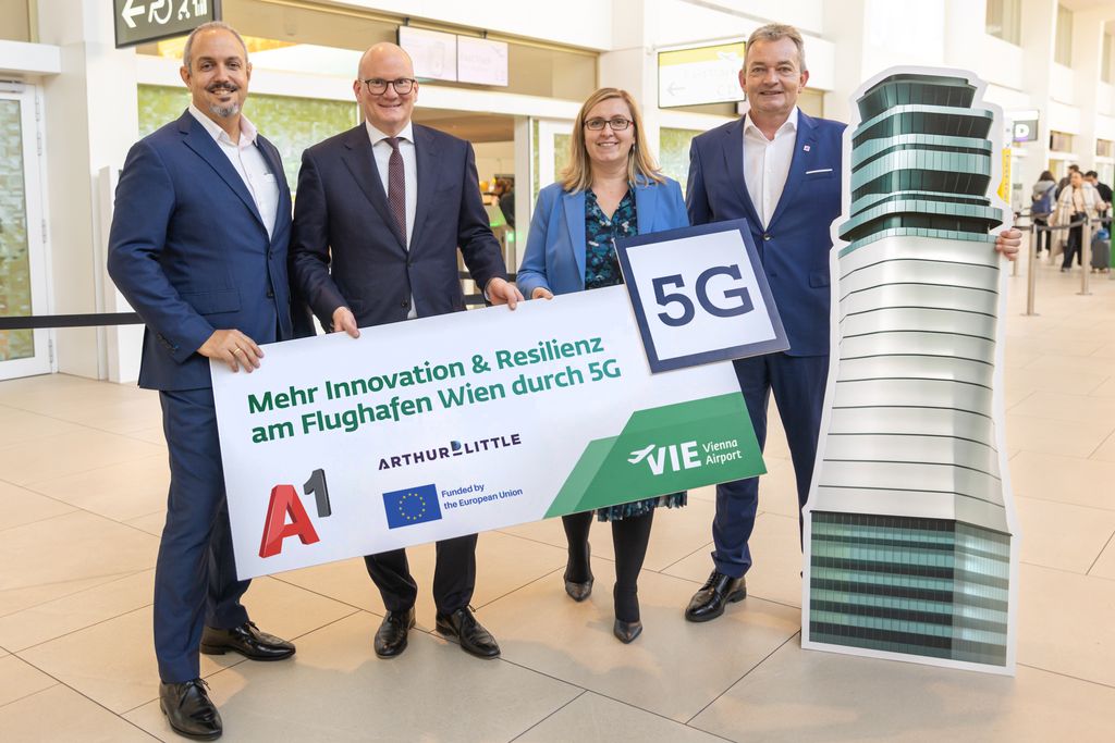 Flughafen Wien, A1 Telekom Austria und Arthur D. Little treiben Digitalisierung mit 5G-Campusnetzwerk voran