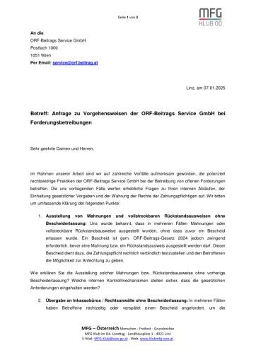 Vorschau Bild von Anfrage an ORF-Beitrags Service GmbH