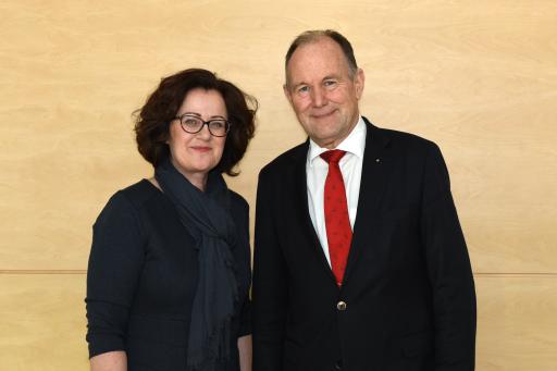Das wiederbestellte Vorsitz-Team des MCI-Hochschulkollegiums:
Claudia Mössenlechner und Franz Pegger ©MCI