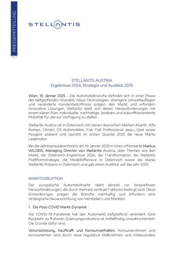 Vorschau Bild von Presseinformation zur Stellantis Austria Jahrespressekonferenz - LANGFASSUNG