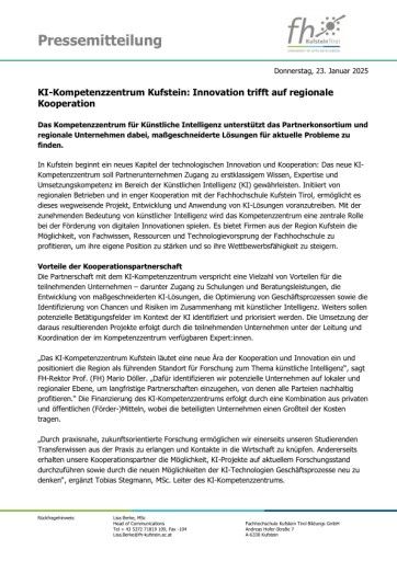 Vorschau Bild von Pressemitteilung_Eröffnung KI-Kompetenzzentrum_FH Kufstein Tirol