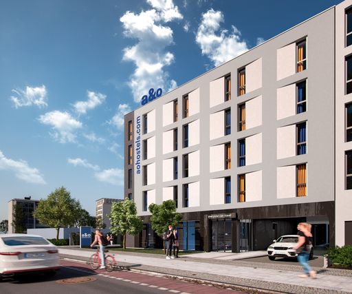 Vorschau Bild von Visualisierung des geplanten a&o Heidelberg von der Straße aus
gesehen