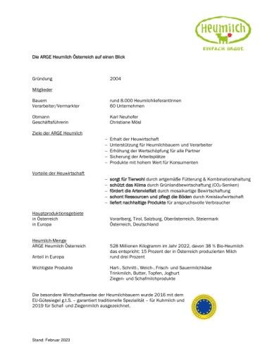 Vorschau Bild von ARGE Heumilch Überblick