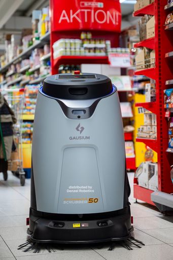 Der Gausium Scrubber 50 nutzt KI zur kontinuierlichen
Verbesserung seiner Reinigungsleistung.
