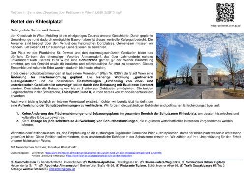  Petitionstext mit Fotos und Skizzen der Gebäudehöhen