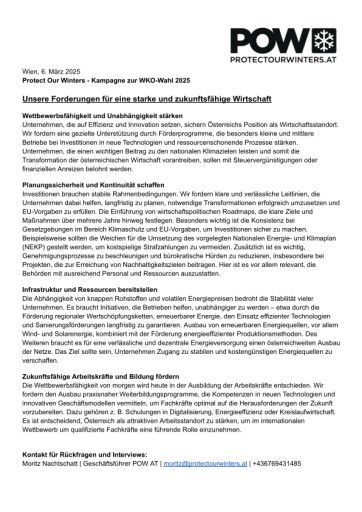  Forderungen von POW an die neue WKO-Führung